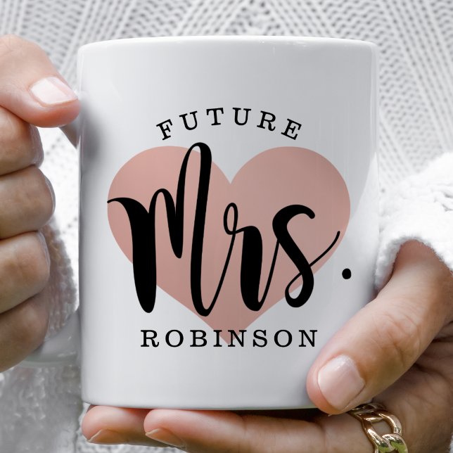 Future Mrs Rose Gold Heart Custom Wedding Monogram Kaffeetasse (Von Creator hochgeladen)
