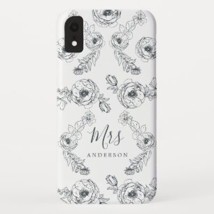 Future Mrs Schwarz-weiß Floral Chic Script Bride Case-Mate iPhone Hülle
