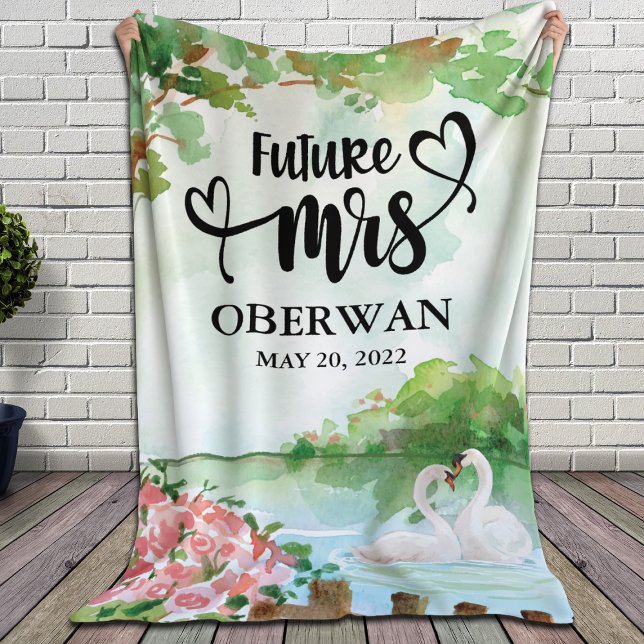 Future Mrs. Script Modern Name Brautparty Gift Fleecedecke (Von Creator hochgeladen)
