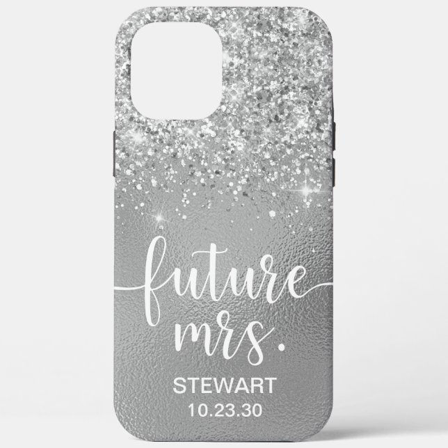 Future Mrs Silver Glitzer Case-Mate iPhone Case (Rückseite)
