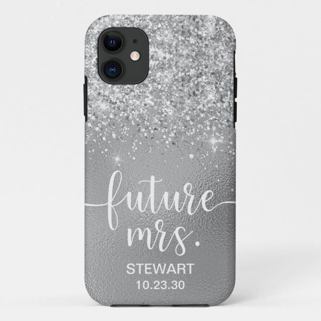 Future Mrs Silver Glitzer Case-Mate iPhone Case (Rückseite)