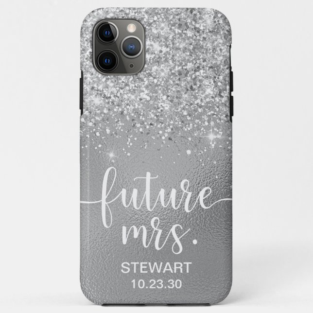 Future Mrs Silver Glitzer Case-Mate iPhone Case (Rückseite)