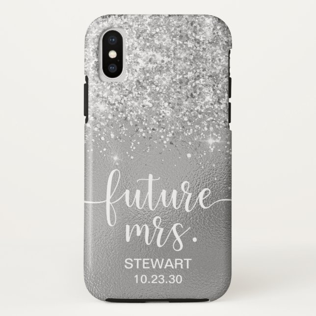 Future Mrs Silver Glitzer Case-Mate iPhone Case (Rückseite)