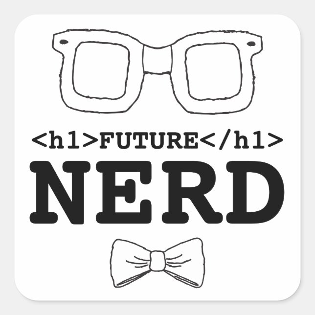 Future Nerd Clipart Nerd Brillen Clipart Design Quadratischer Aufkleber (Vorderseite)