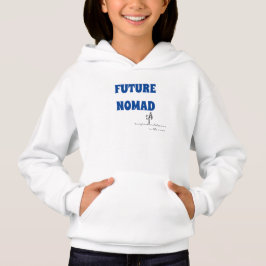 Future Nomad Deep Blue Text Girls Hoodie
