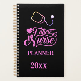 Future Nurse Elegant Modernes Rosa und Schwarz Planer