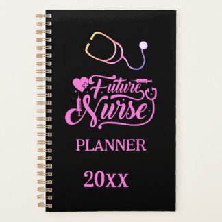 Future Nurse Elegant Modernes Rosa und Schwarz Planer