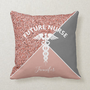 Future Nurse Medical Pink Glitzer Personalisiert Kissen