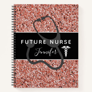 Future Nurse Medical Pink Glitzer Personalisiert Notizbuch