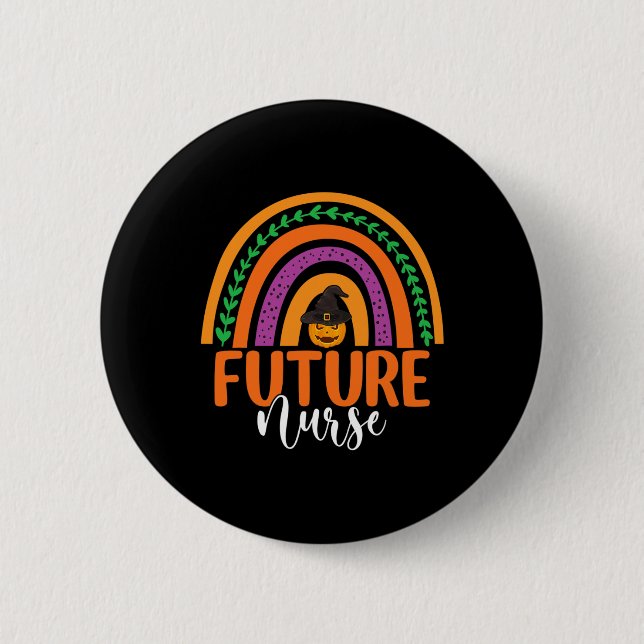 Future Nurse Nursing Rainbow Pumpkin Halloween Cos Button (Vorderseite)