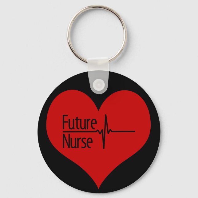 Future Nurse Red EKG Heart Schlüsselanhänger (Vorderseite)