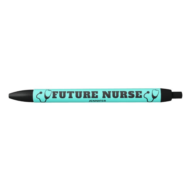 Future Nurse Stethoscope Aqua Aquamarin Personalis Kugelschreiber (Vorderseite)