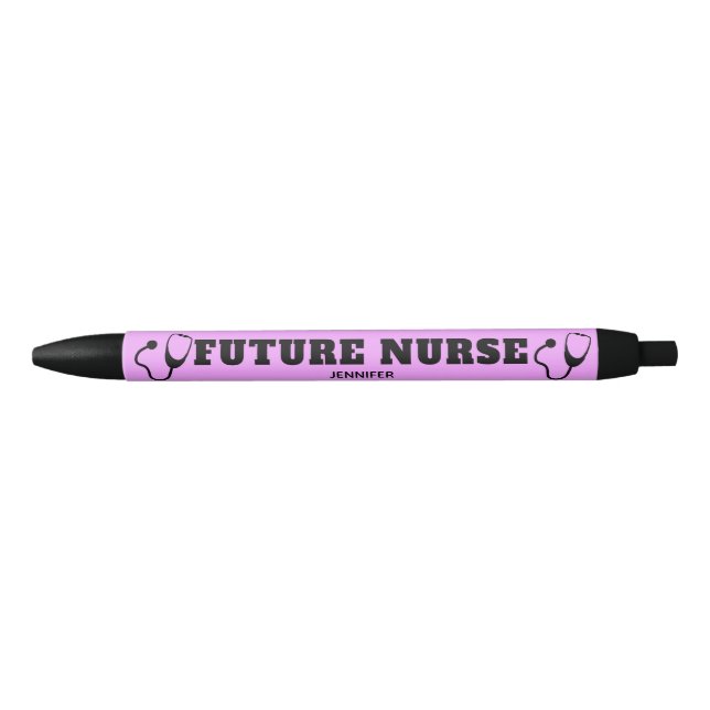 Future Nurse Stethoscope Pastel Lila Name Kugelschreiber (Vorderseite)