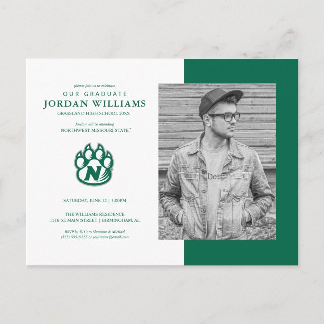 Future NW Missouri Staat Graduate Ankündigungspostkarte (Vorderseite)