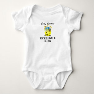 Future Pickleball King Yellow Baby Personalisiert Baby Strampler
