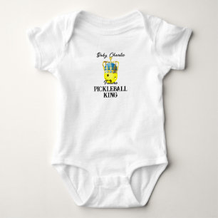 Future Pickleball King Yellow Baby Personalisiert Strampler