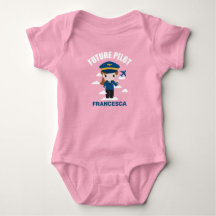 Future Pilot Girl Character Baby Bodysuit