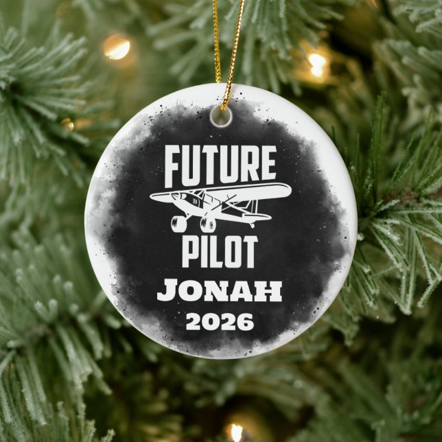 Future Pilot Graduation  Keramik Ornament (Baum)