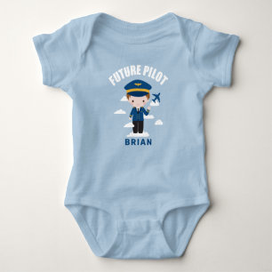 Future Pilot Niedlich Boy Character Baby Strampler