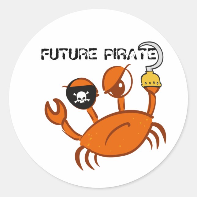Future Pirate Niedlich Crab Personalisiert Geburts Runder Aufkleber (Vorderseite)