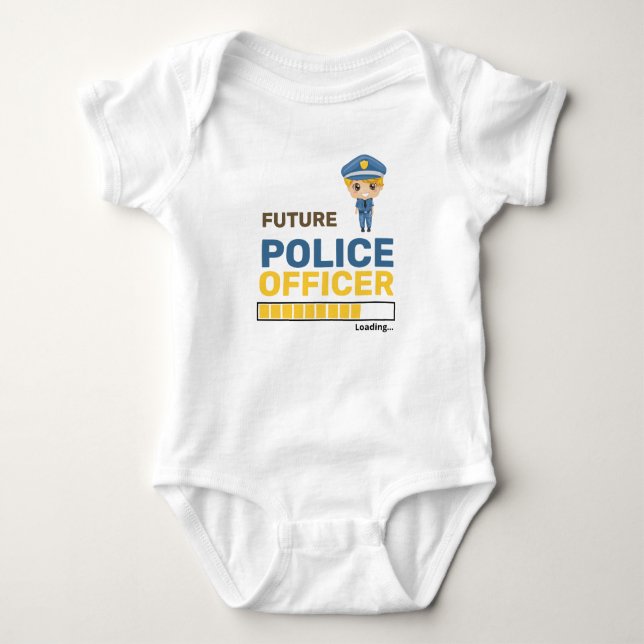 Future Police Officer Loading Trendy Personalisier Baby Strampler (Vorderseite)
