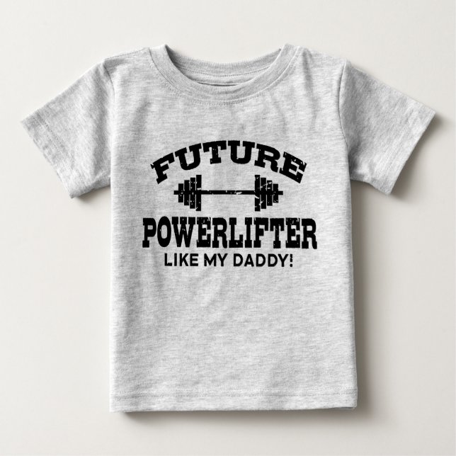 Future Powerlifter wie mein Papa Baby T-shirt (Vorderseite)