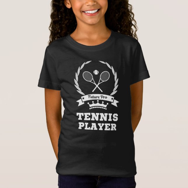 Future Pro Tennis Player Motivierend Zitat Black T-Shirt (Vorderseite)