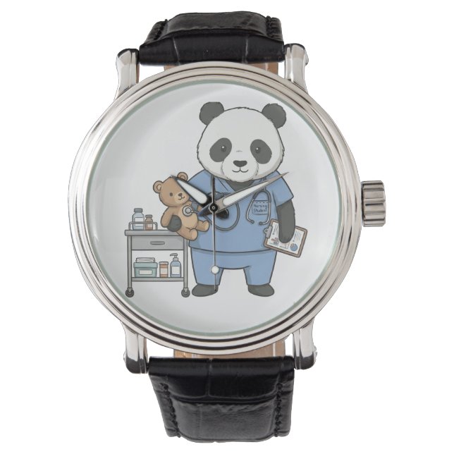 Future RN Panda: Adorable Medical Student  Armbanduhr (Vorderseite)