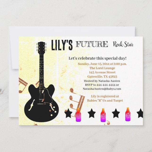 Future Rock Star Baby Shower Einladung (Vorderseite)