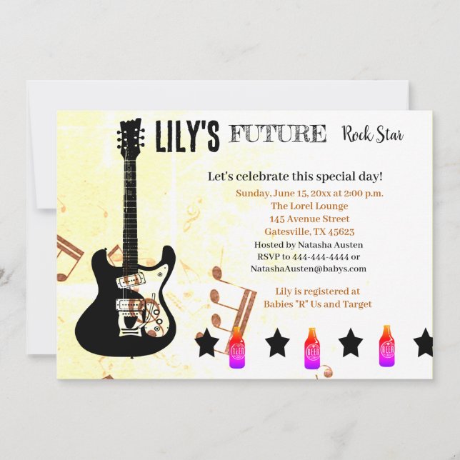 Future Rock Star Baby Shower Einladung (Vorderseite)