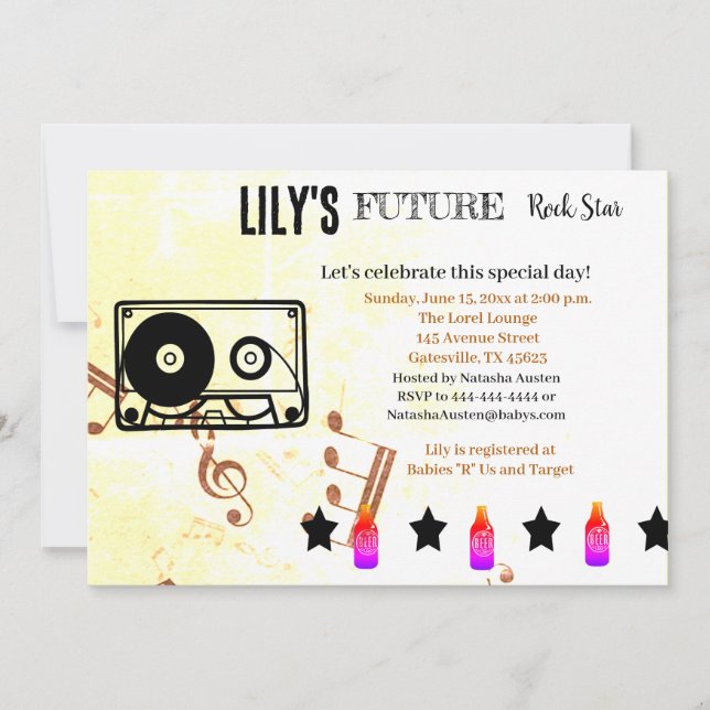 Future Rock Star Baby Shower Einladung (Vorderseite)