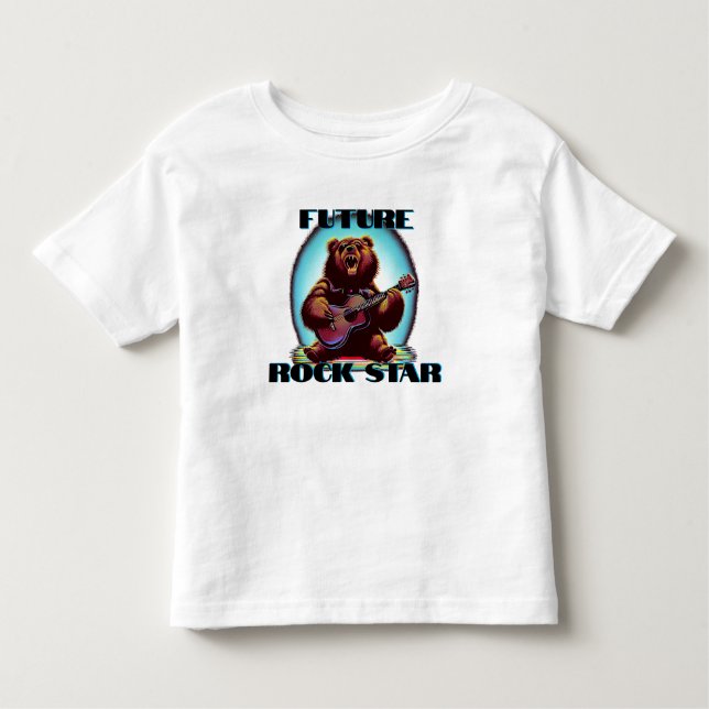 Future Rock Star farbenfroher Bär Kleinkind T-shirt (Vorderseite)