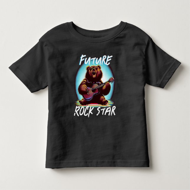 Future Rock Star farbenfroher Bär Kleinkind T-shirt (Vorderseite)