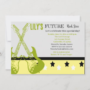 Future Rocker Baby Shower Gelbe Einladung