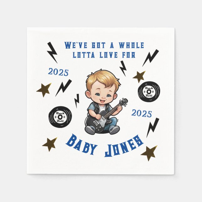 Future Rocker Rock'n'Roll Lotta Liebe Baby Boy Serviette (Vorderseite)