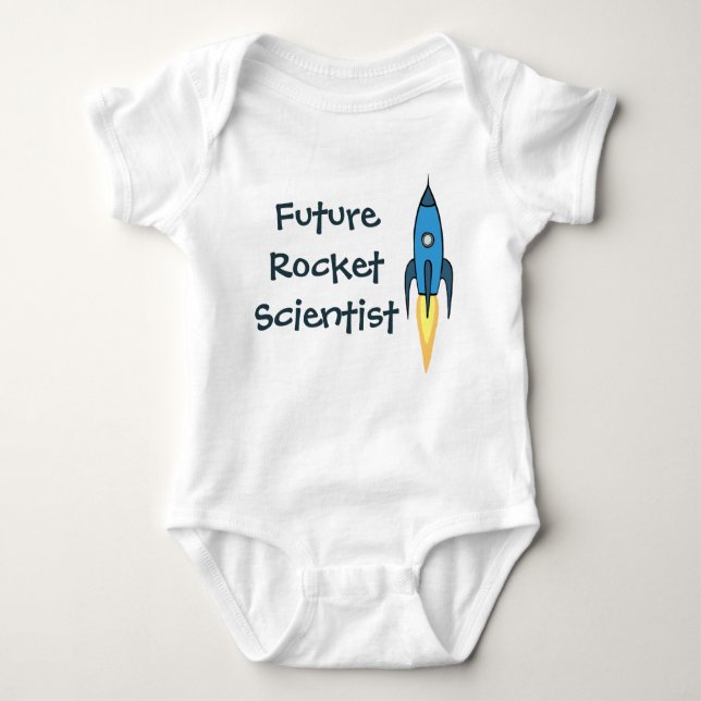 Future Rocket Scientist Blue Outer Space Boy Funny Baby Strampler (Vorderseite)