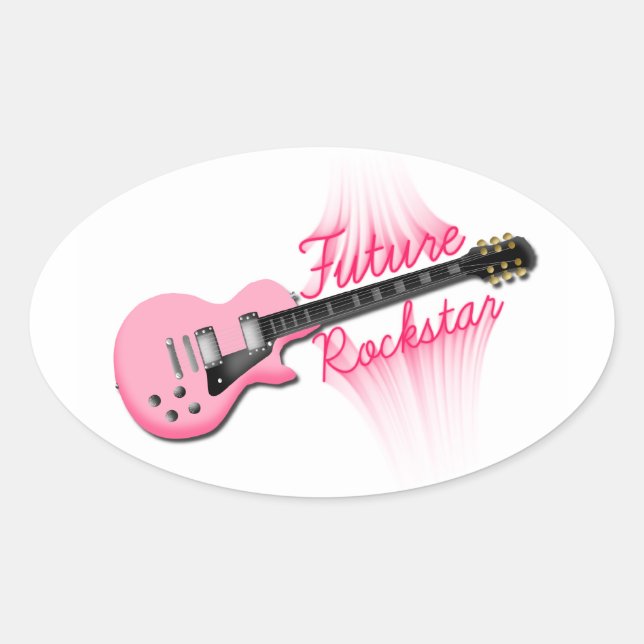 Future Rockstar rosa Gitarre oval Aufkleber (Vorderseite)