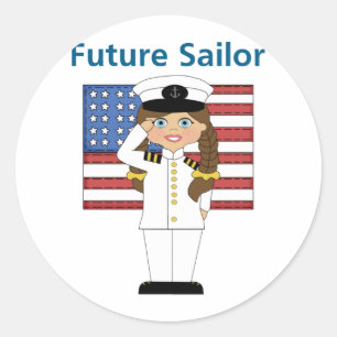 Future Sailor Girl Dark Hair Runder Aufkleber