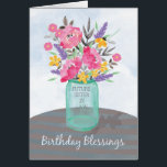 Future Sister in Law Birthday Blessings Jar Vase<br><div class="desc">Schicken Sie Ihre zukünftige Schwiegermutter nicht nur zum Geburtstag,  sondern das ganze Jahr über. Hübsche Aquarellfarben-Blume in einer Glaskeramikvase sind Set auf einem gestreiften Tischdecken. Perfekte religiöse Geburtstagskarte für Ihre zukünftige Schwiegermutter.</div>