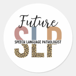 Future SLP Speech Pathologe Leopard Print Runder Aufkleber