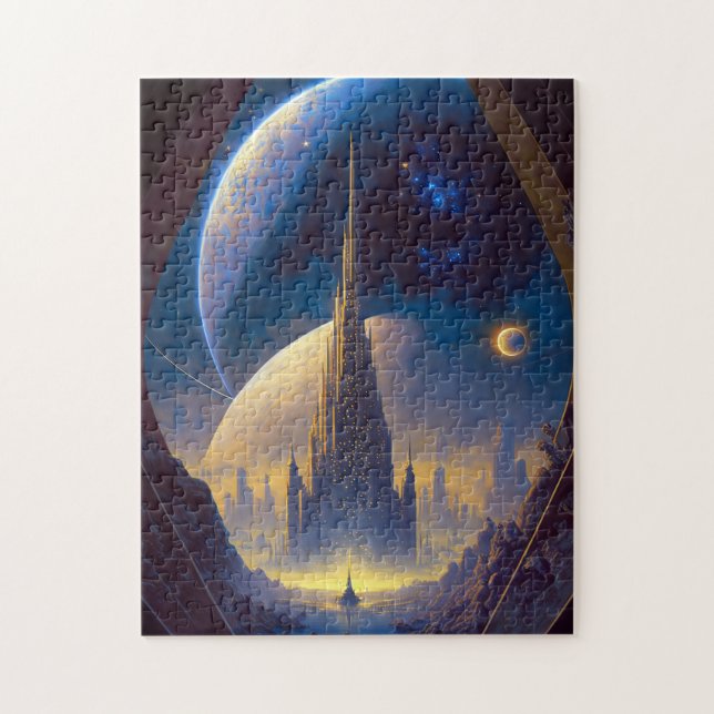 Future Space City Sci-Fi Art Jigsaw Puzzle (Vertikal)