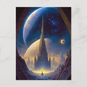 Future Space City Sci-Fi Art Postkarte