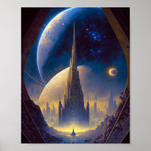 Future Space City SciFi Art Poster
