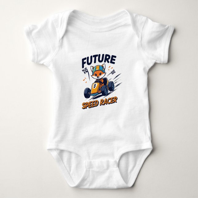 Future Speed Racer Niedlich Go-Kart & Baby Fox Rac Strampler (Vorderseite)