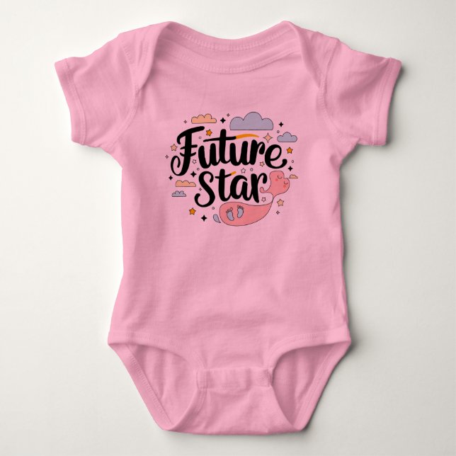 Future Star - Whimsical Baby Bump Design Strampler (Vorderseite)
