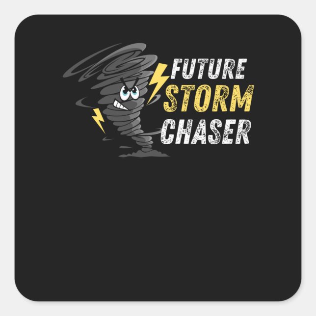 Future Storm Weather Chaser Funny Tornado Kinder Quadratischer Aufkleber (Vorderseite)