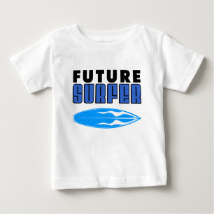 Future Surfer Blue Surf Board Baby T-shirt