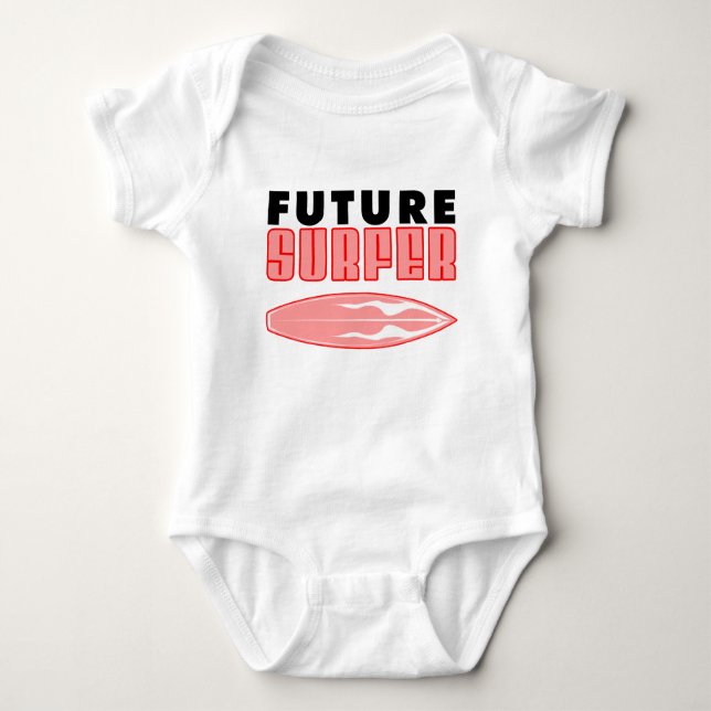 Future Surfer Pink Surf Board Baby Strampler (Vorderseite)