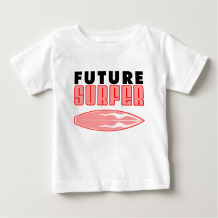 Future Surfer Pink Surf Board Baby T-shirt