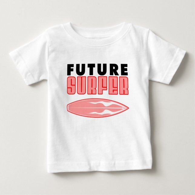Future Surfer Pink Surf Board Baby T-shirt (Vorderseite)
